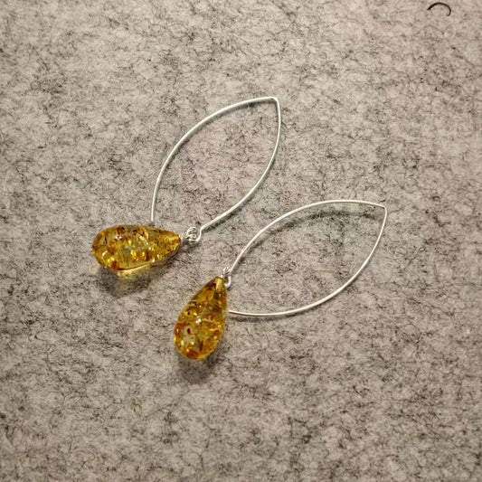 Natural Baltic Amber / Flaked Amber Earrings S925