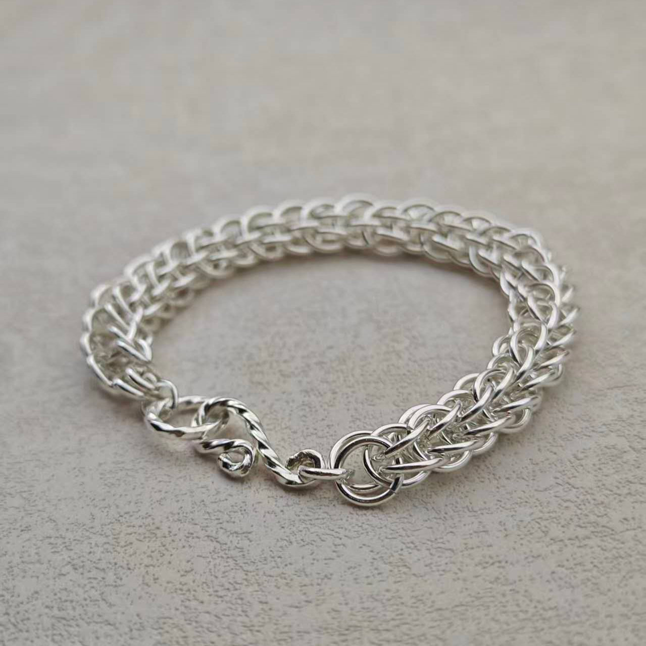 S999 Fine Silver Bracelet with Twist Hook and Eye Clasp