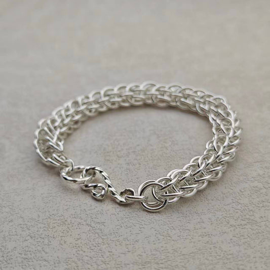S999 Fine Silver Bracelet with Twist Hook and Eye Clasp