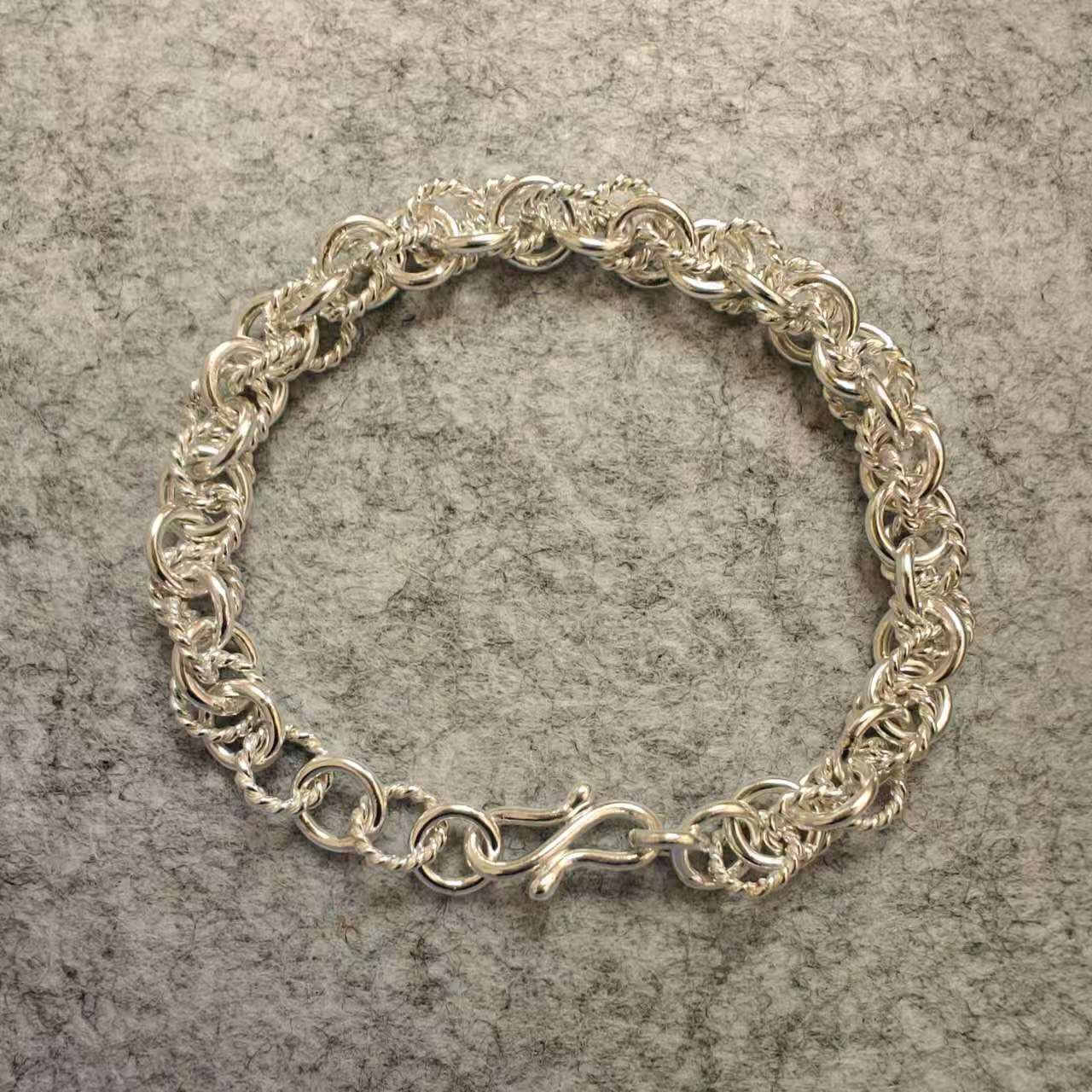 S999 Fine Silver Bracelet （with 3cm extention Loops)