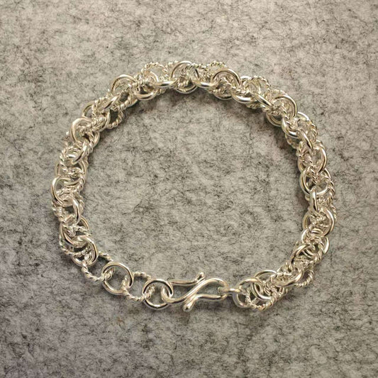 S999 Fine Silver Bracelet （with 3cm extention Loops)