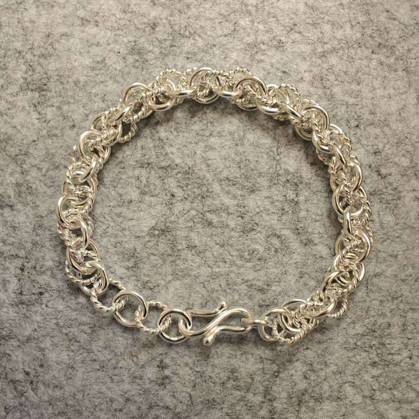 S999 Fine Silver Bracelet （with 3cm extention Loops)