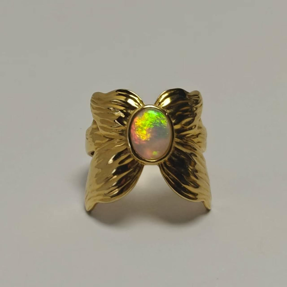 Australian Crystal Opal 9K Gold Butterfly Ring
