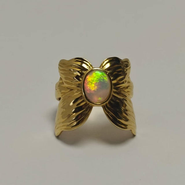 Australian Crystal Opal 9K Gold Butterfly Ring