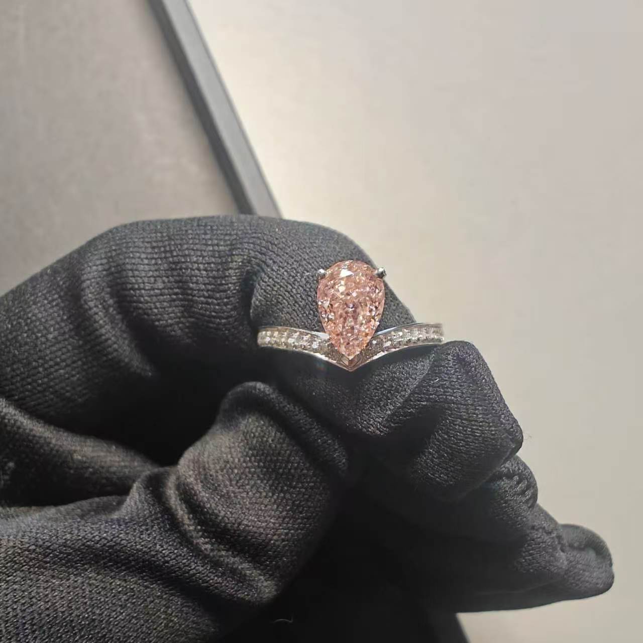 LGD Pink 1.7Ct & 26 Brilliant Cut 0.21Ct Band Ring