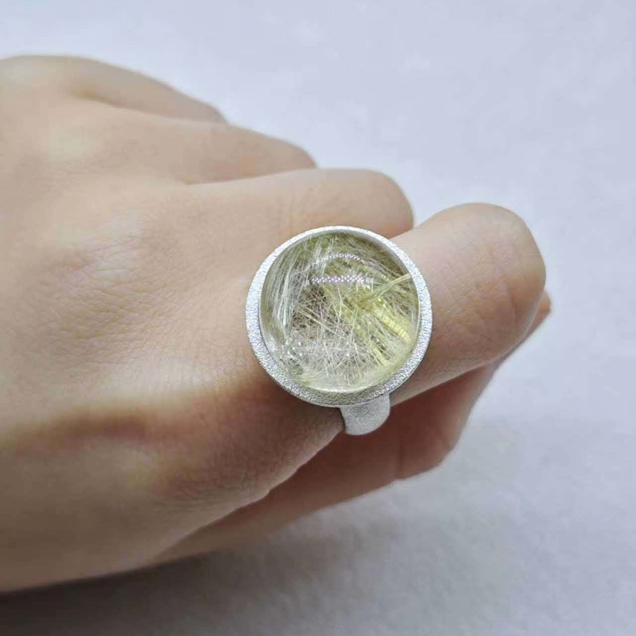 STG Natural Golden Rutile Quartz Ring (Size N）