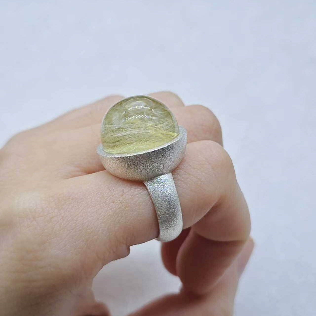 STG Natural Golden Rutile Quartz Ring (Size N）